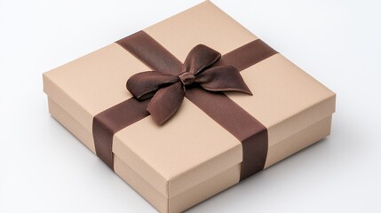 Gift Box With Brown Ribbon And Bow