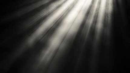 Sunlight Rays on Black Background. Beams of Dusty Sun Lights Creating a Magical Atmosphere.