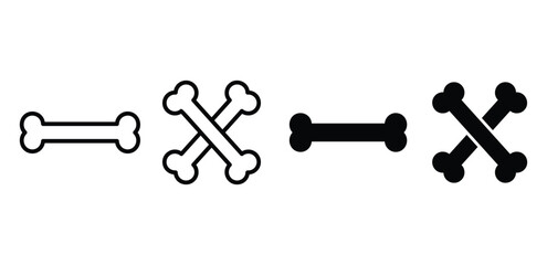 bone cross icon symbol sign vector design black white color flat modern illustration sets isolated