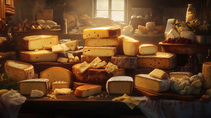 Fototapeta premium Artisanal pastries with cream filling and assorted cheese 