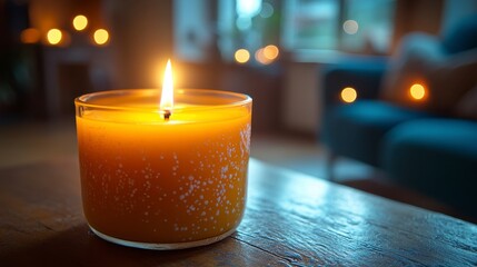 Cozy living room candlelight, relaxing evening at home