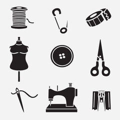 set of tailor good for icon, symbol, element design, silhouette design, etc