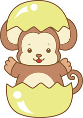 Cute Monkey vector icon. Funny baby Monkey animal series stock illustration. life of fluffy Monkey designs.