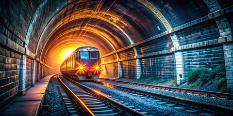 Obraz premium Candid Train Journey: Atmospheric Tunnel Passage