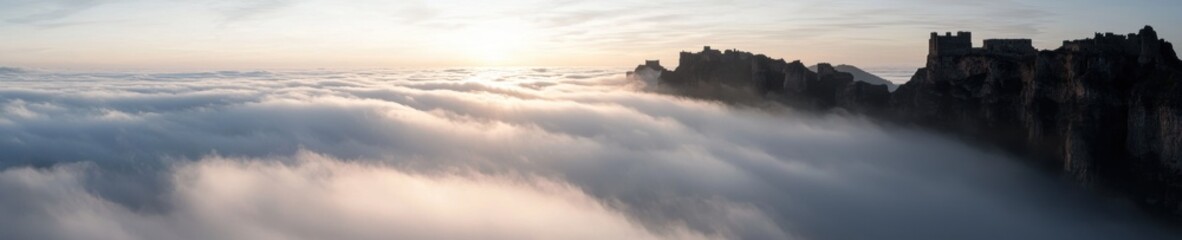 Landscape photograph of a castle perched on top of a cliff. the castle is made of stone and has multiple towers and turrets.