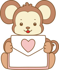 Cute Monkey vector icon. Funny baby Monkey animal series stock illustration. life of fluffy Monkey designs.