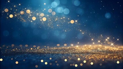 Obraz premium Abstract sparkling background with golden bokeh effect and light