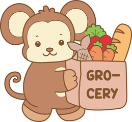 Cute Monkey vector icon. Funny baby Monkey animal series stock illustration. life of fluffy Monkey designs.