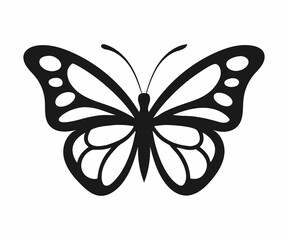 Simple Black and White Butterfly Silhouette