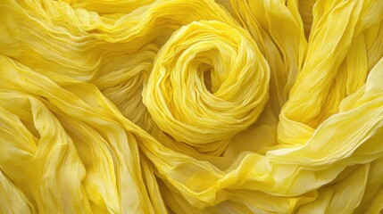 A bright mustard yellow fabric with soft folds and a natural organic texture