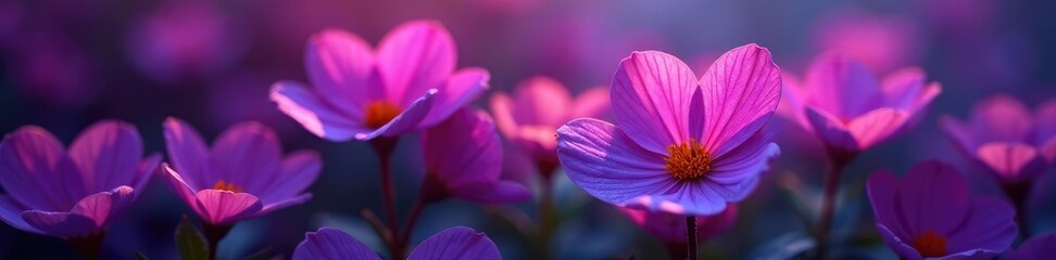 Fototapeta premium Glowing purple petals unfolding from a bed of ashes, bacopa, light, bloom
