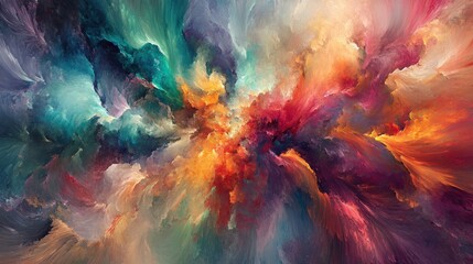 Naklejka premium A close-up of color pigments exploding into a dramatic, vibrant cloud