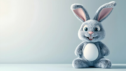 Obraz premium Blank Branding Area on 3D Cartoon Easter Bunny Mockup