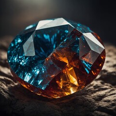 A stunning, oversized gemstone with sharp facets catching the light.
