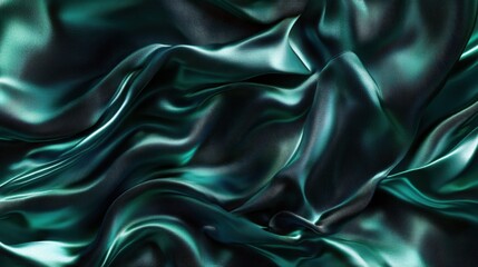 Fototapeta premium A high-resolution silk fabric with soft green folds and gentle highlights