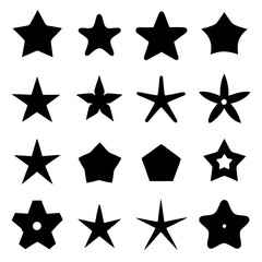 A set of diverse star shapes, perfect for graphic design projects.