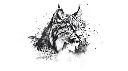 Obraz premium Black and white realistic lynx tattoo design 