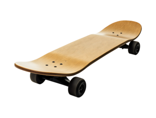 Wooden skateboard isolated on transparent background