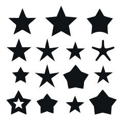 A set of diverse star shapes, perfect for graphic design projects.
