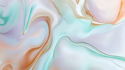 Obraz premium A playful pastel abstract pattern featuring organic shapes in mint, peach, and lavender