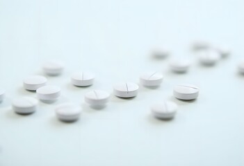 White Pills on a Clean Surface
