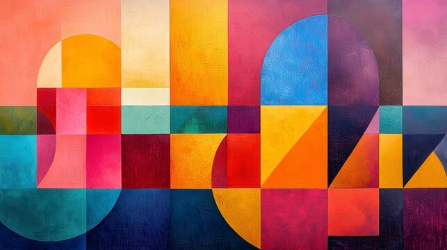 Abstract geometric composition with vibrant colors and smooth textures showcasing a modern artistic approach for visual impact