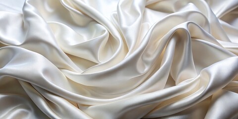 Obraz premium Close-up Texture of Luxurious White Silk Fabric - Elegant Draped Material