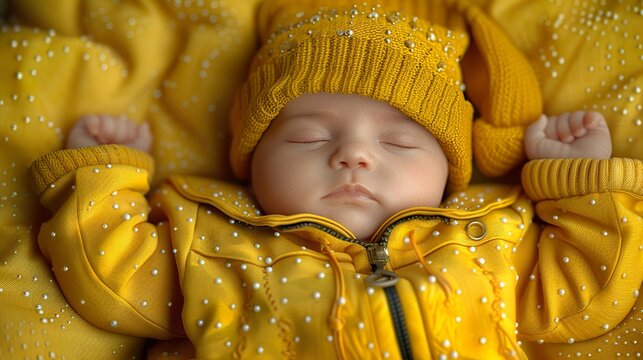 b&Atilde;&copy;b&Atilde;&copy; singe en train de dormir dans un lit, fond jaune  HD 8K wallpaper Photographic Image