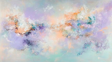 Fototapeta premium A subtle pastel texture resembling soft clouds in shades of lilac, sky blue, and peach