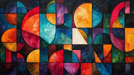 Fototapeta premium Bold and Vibrant Abstract Art Composition with Colorful Geometric Shapes and Dynamic Patterns in Vivid Hues