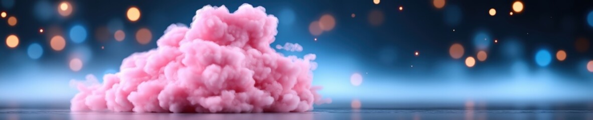Fototapeta premium Colorful pink cotton candy displayed against a sparkling background during a festive event