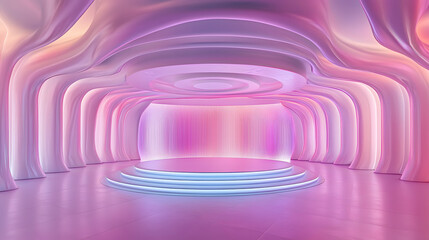 Obraz premium Dynamic light installation modern gallery visual art colorful environment wide angle view futuristic concepts for immersive experiences