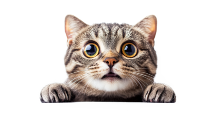 Cute cat with innocent look isolated on transparent background