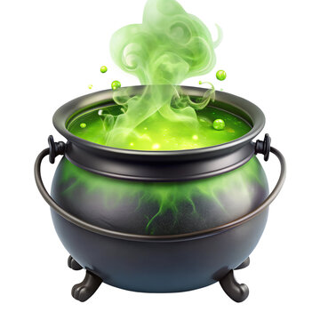  toxic witch cauldron on a white background, png