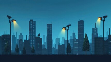 Obraz premium Pixel Art Cityscape Night Background