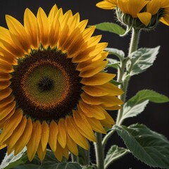 A vibrant sunflower with golden petals and a dark brown centre in hd clarity.