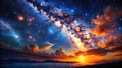 Fototapeta premium Cosmic Nebula and Galaxies: Stunning Night Sky Photography Background