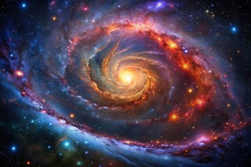 Fototapeta premium Cosmic Panorama: Long Exposure Nebula and Galaxy Cluster in Ultra HD