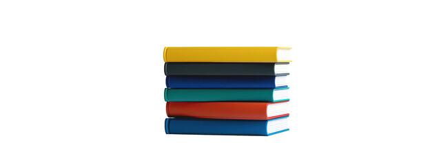 Stack of colorful books on transparent background