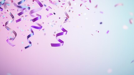 Fototapeta premium gradient purple backgrounds confetti copy space Smooth purple gradient with shimmering confetti accents, offering a stylish and celebratory design.