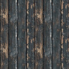 Wooden boards seamless pattern background. Burnt wooden boards. Vertical boards, fence, slat sheathing. Wood texture photo style digital AI artwork.
