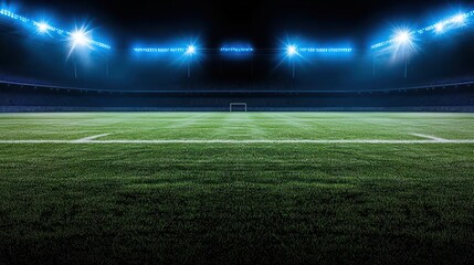 Empty Stadium At Night Under Spotlight