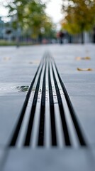 Modern Drainage System in Urban Park with Reflections and Nature