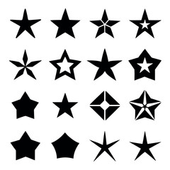 A set of various star shapes, each with a unique design and style.