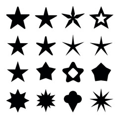 A set of various star shapes, each with a unique design and style.
