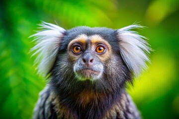 Fototapeta premium Curious Marmoset Monkey Looking Upward - High-Resolution Stock Photo