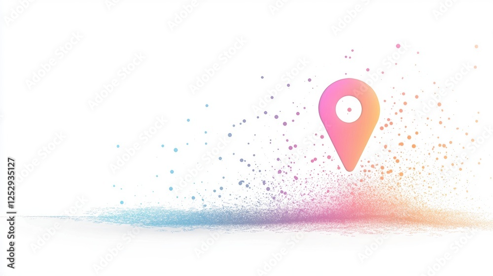 Poster Icon Pin Location rainbow Bold location icon with vibrant rainbow hues, creating a dynamic visual for creative mapping and navigation projects.