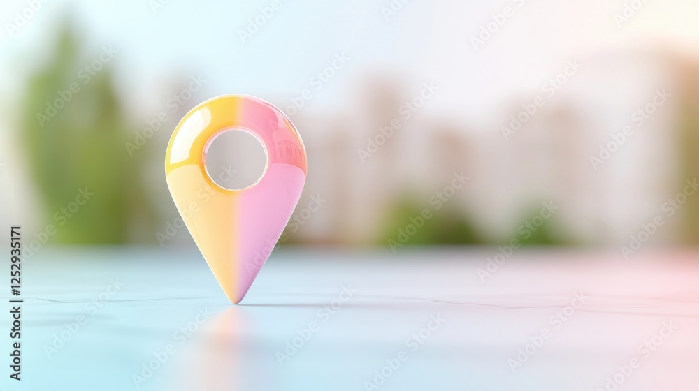 Poster icon pin location rainbow rainbow gradient pin icon floating on a minimalistic background, showcasin