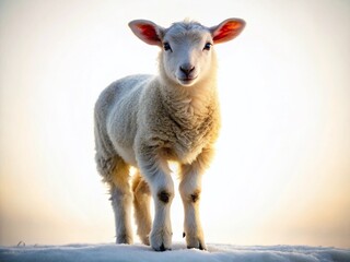 Fototapeta premium Cute Sheep Silhouette, White Background Stock Photo - Farm Animal Image