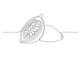 Continuous One Line Cacao Beans | Minimalist Organic Vector Illustration